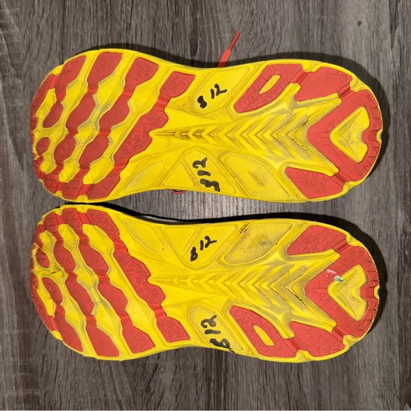 Hoka One One White and Yellow Athletic Shoes with Maximalist Cushioning - Picture 6 of 7